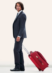 handsome businessman with Luggage