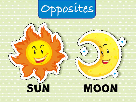 Opposite wordcard for sun and moon
