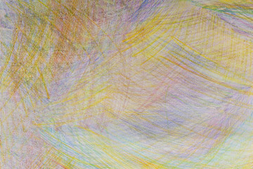Strokes of colored pencils on the paper