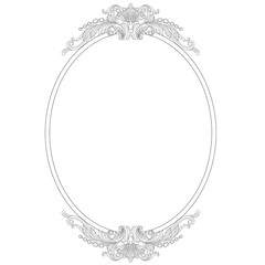 Vintage oval graphical frame in antique style. Vector.