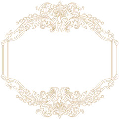 Golden vintage border frame engraving with retro ornament pattern in antique baroque style decorative design. Vector