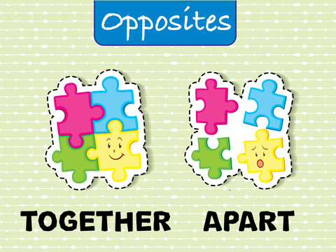 Opposite wordcard for together and apart