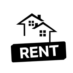 House for rent. Vector illustration in black color