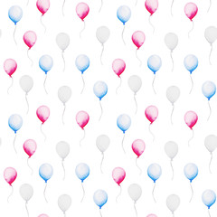 United Stated independence day. Watercolor baloon pattern for 4th of July. Design for print, card, banner