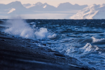 Wallpaper norway landscape nature of the mountains of Spitsbergen Longyearbyen ocean Svalbard   arctic winter  polar day