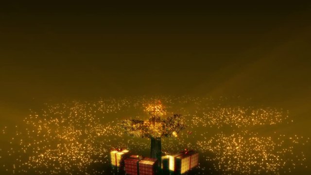 Magical Growing Christmas Tree with loop section between 17:00-26:00. Gold version. In 4K and HD.