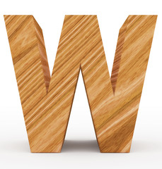 letter W 3d wooden isolated on white