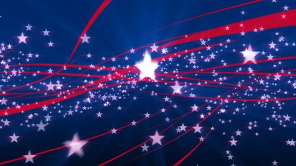 Stars and Stripes USA background loop in red, white and blue. For Fourth of July / American Independence Day and other patriotic themes and celebrations.