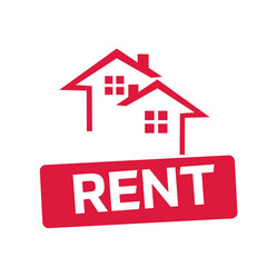 House for rent. Vector illustration in red color on white background.