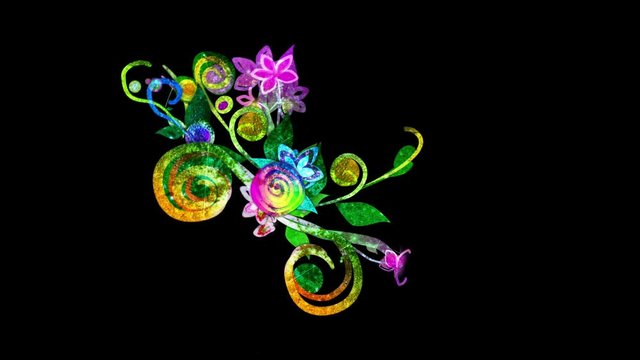 Colorful animation of growing flowers and vines. Loop-able from 14:00 to end. Could be used to symbolize creativity, growth, ideas, imagination, new life, reaching out, social networks. In 4K and HD.