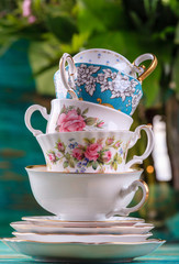 Beautiful shabby chic antique cups