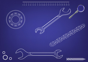 bearing, wrench and chain