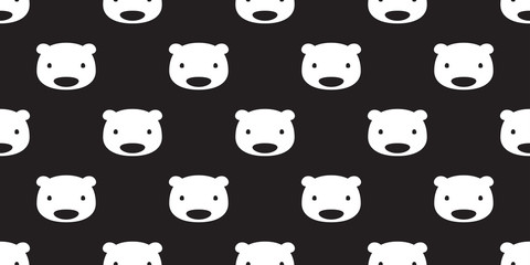 Bear seamless pattern vector polar bear panda head isolated wallpaper background black