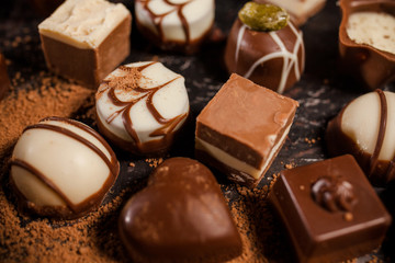 variety of chocolates dark and milk chocolate, Chocolate Truffle 