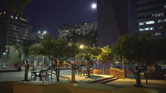 Trees and alleys in the Pershing Square at night