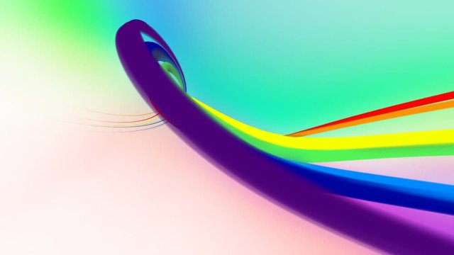 Rainbow lines. Loop section from 4:00 to 24:00. Abstract colorful streaks on light background.