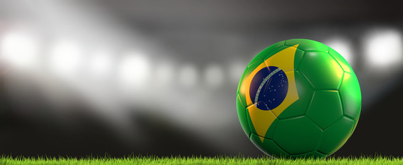 Brazil ball. soccer football brazilian ball 3d rendering © wetzkaz