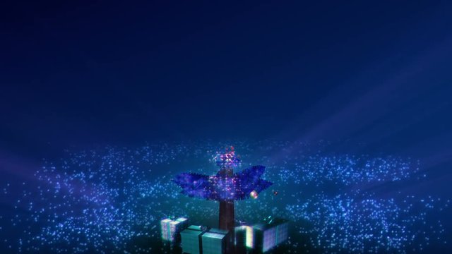Magical Growing Christmas Tree with loop section between 17:00-26:00. Blue version. In 4K and HD.