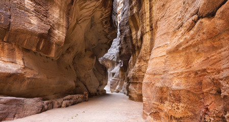 entrance of colorful canyon in Jordan country