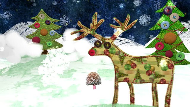 Christmas Eve - a Mixed Media Animation. Quirky collage style, mixing different media such as fabric, photography and paint. In 4K and HD.
