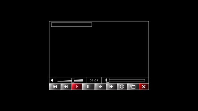A generic media player application interface, downloading a video from the internet. Luma matte (alpha channel) provided for you to insert your own content. Separate button elements also included.