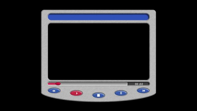 A generic media player application interface, downloading a video from the internet. Luma matte (alpha channel) provided for you to insert your own content. Separate button elements also included.