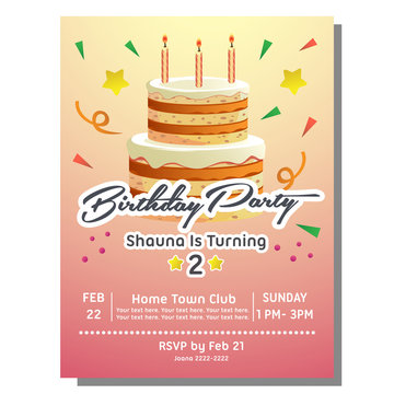 2nd birthday party invitation card with tower cake