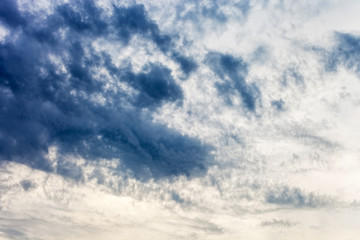 Dramatic evening sky with blue clouds