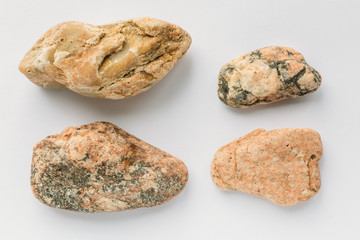 Set of natural mineral stones on white background