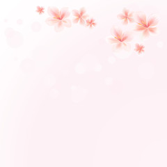 Fototapeta premium Sakura flowers on Pink bokeh background. Apple-tree flowers. Cherry blossom. Vector