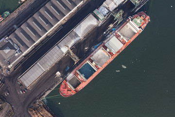 Fototapeta na wymiar aerial view of the harbor in the winter