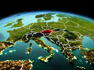 Austria on planet Earth in space