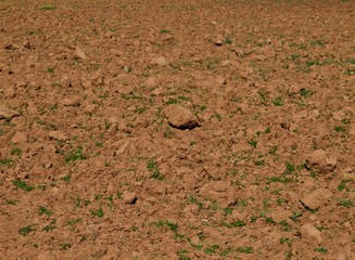 Makro von einem gepflügten Feld
