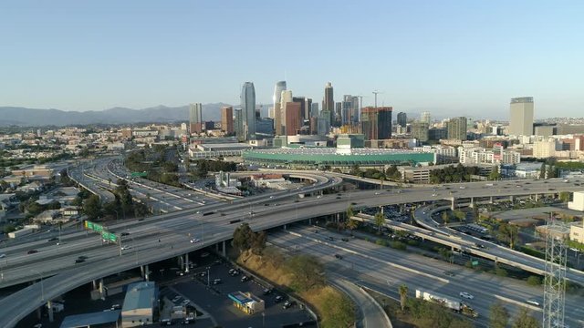 Aerial view of the highway in Los Angeles