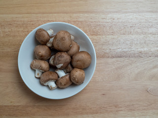 Overhead shot of portabella mushrooms