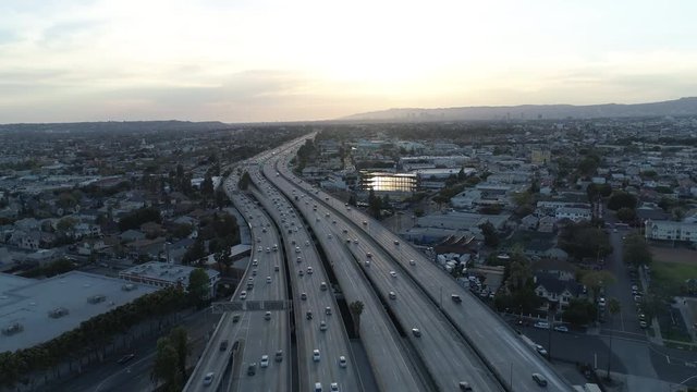 Aerial view of Highway in Los Angeles