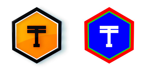 Fototapeta premium Ikona sześciobok 3D sześciokąt