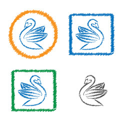 Vector abstract hatched goose. Flat design.