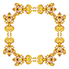 Ornament elements, vintage gold floral designs