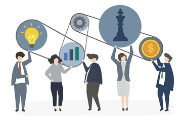 Illustrated corporate business people