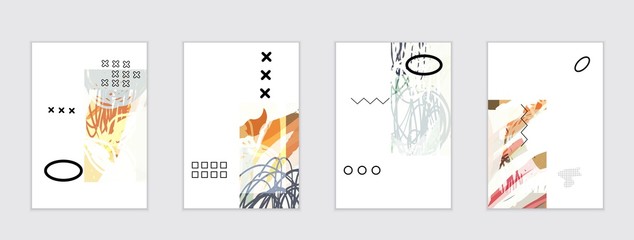 Set of artistic abstract universal card templates