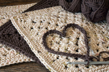 Brown Crochet Heart Shape