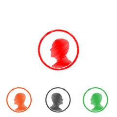 Vector abstract hatched Man in circle. Flat design.