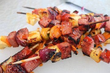 Ham kebabs with glaze 