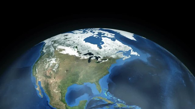 Zooming through space to a location in North America animation - United States of America - Image Courtesy of NASA