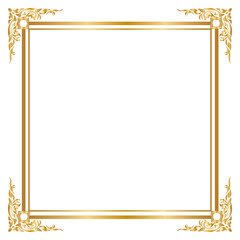 Frame and borders, Square frame, Golden frame, Vector illustration