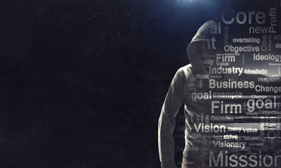 Guy in hoody. Mixed media