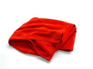 red micro fiber towel isolated on white background