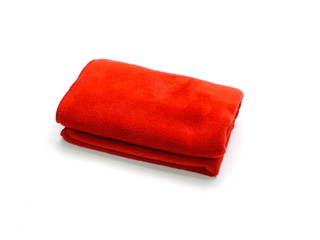 red micro fiber towel isolated on white background