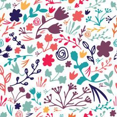 Summer flowers seamless pattern.